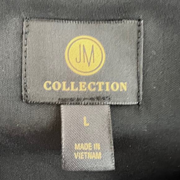 JM Collection Womens Poncho Top Large Black Pink Floral Boho Sheer Scarf Hem - Picture 4 of 6